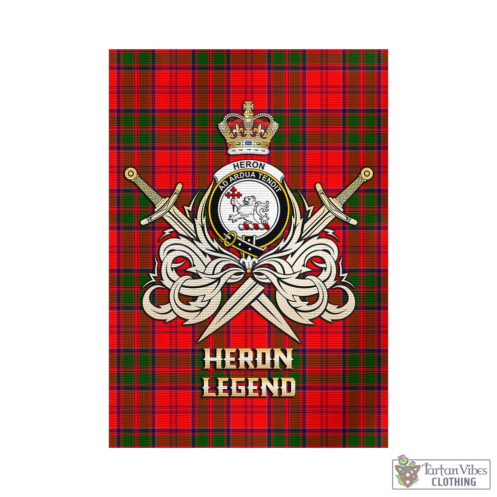 heron-tartan-flag-with-clan-crest-and-the-golden-sword-of-courageous-legacy