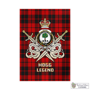 Hogg Tartan Garden Flag with Clan Crest and the Golden Sword of Courageous Legacy - Tartan Vibes Clothing
