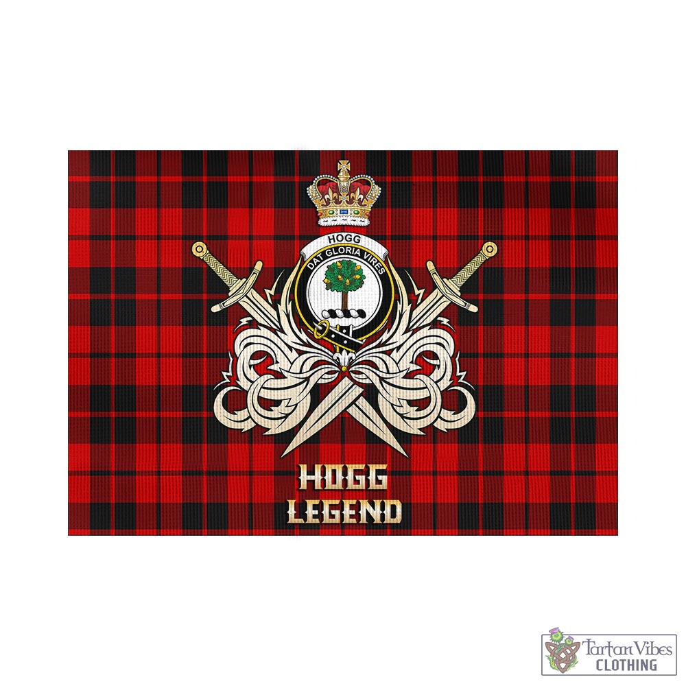 hogg-tartan-flag-with-clan-crest-and-the-golden-sword-of-courageous-legacy