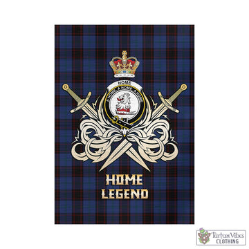 Home (Hume) Tartan Garden Flag with Clan Crest and the Golden Sword of Courageous Legacy - Tartan Vibes Clothing