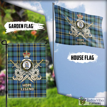 Hope Ancient Tartan Flag with Clan Crest and the Golden Sword of Courageous Legacy