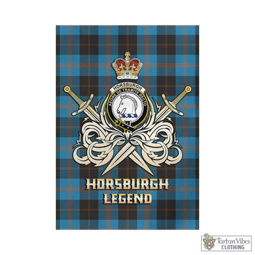 Horsburgh Tartan Garden Flag with Clan Crest and the Golden Sword of Courageous Legacy - Tartan Vibes Clothing