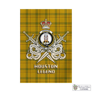 Houston Tartan Garden Flag with Clan Crest and the Golden Sword of Courageous Legacy - Tartan Vibes Clothing