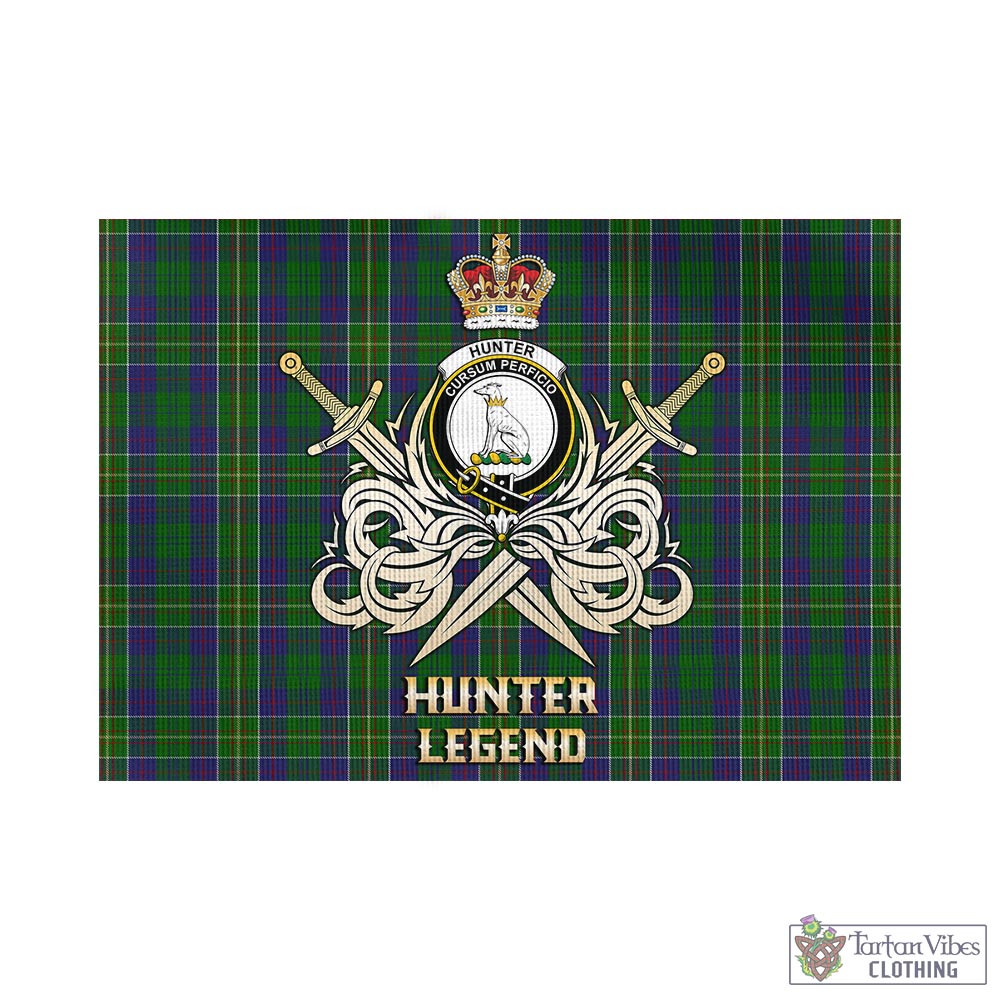 hunter-of-hunterston-tartan-flag-with-clan-crest-and-the-golden-sword-of-courageous-legacy