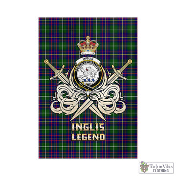 Inglis Tartan Garden Flag with Clan Crest and the Golden Sword of Courageous Legacy - Tartan Vibes Clothing