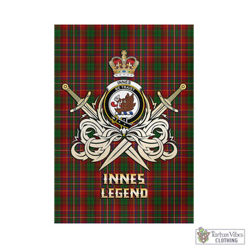 Innes Tartan Garden Flag with Clan Crest and the Golden Sword of Courageous Legacy - Tartan Vibes Clothing