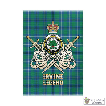 Irvine Tartan Garden Flag with Clan Crest and the Golden Sword of Courageous Legacy - Tartan Vibes Clothing