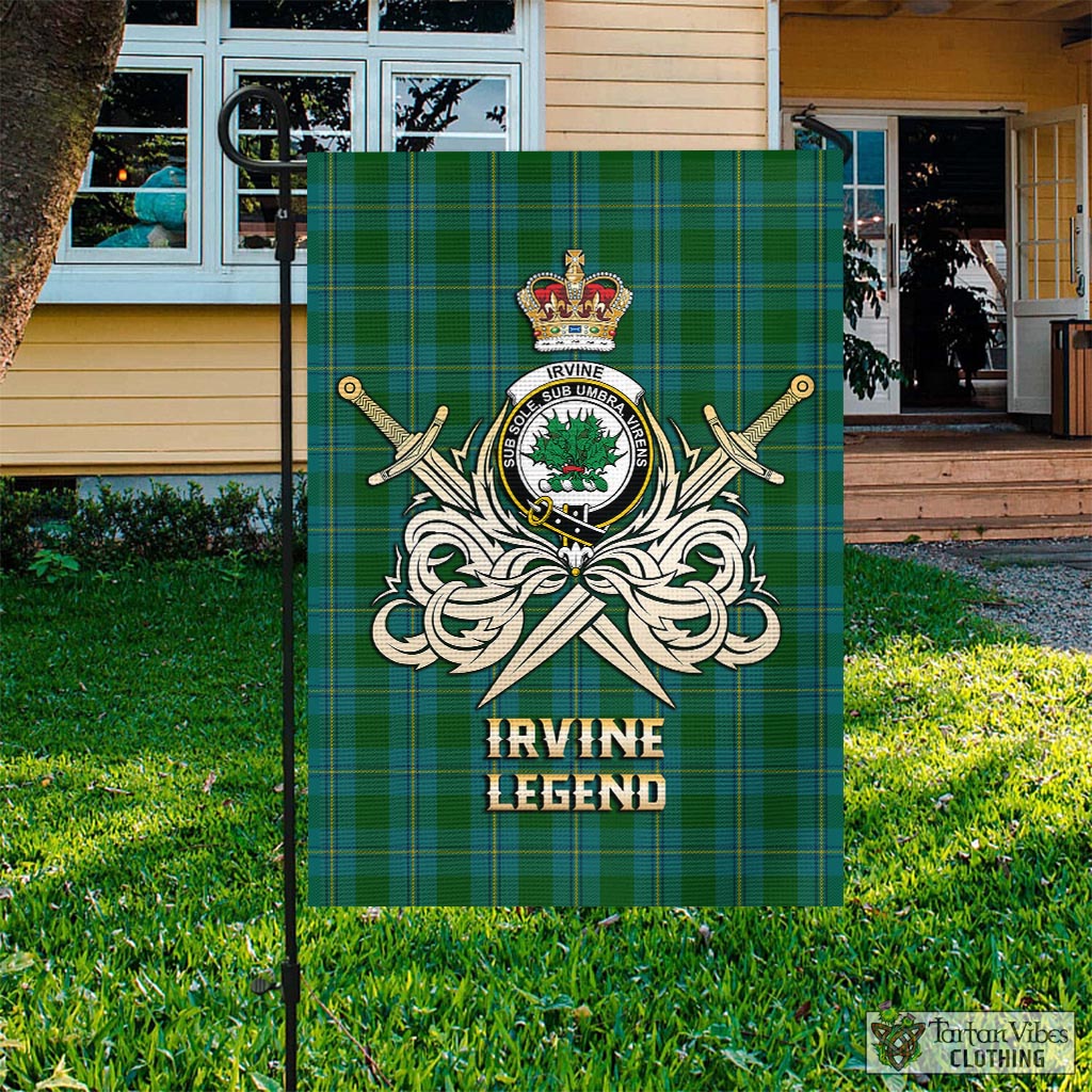 irvine-of-bonshaw-tartan-flag-with-clan-crest-and-the-golden-sword-of-courageous-legacy