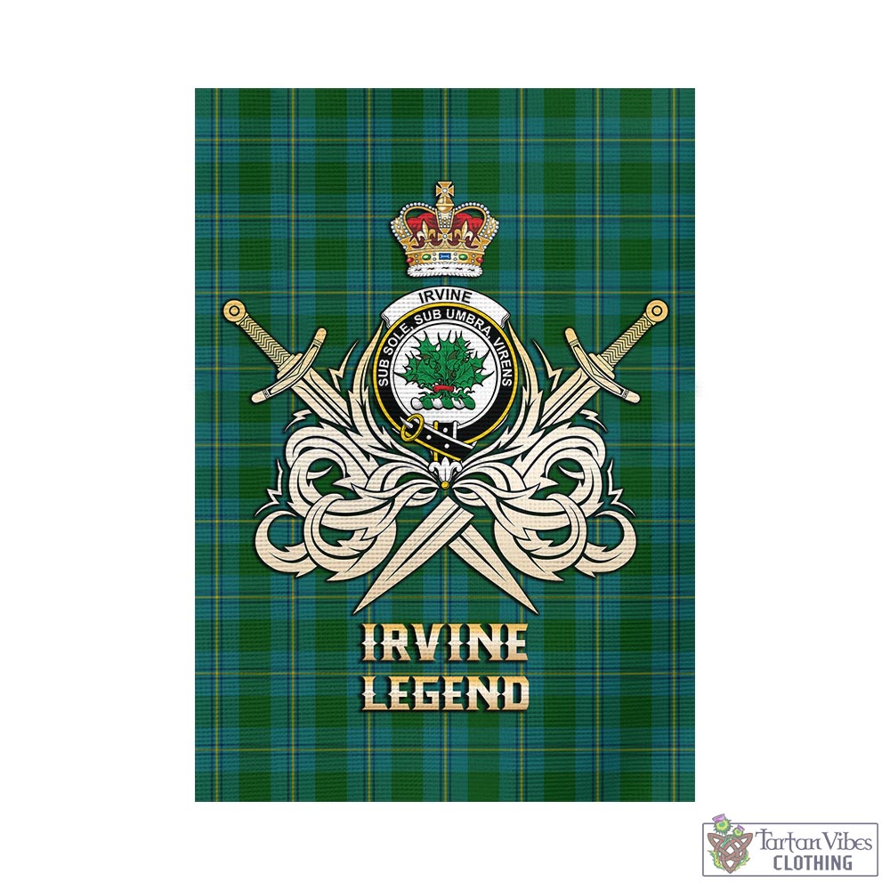 irvine-of-bonshaw-tartan-flag-with-clan-crest-and-the-golden-sword-of-courageous-legacy