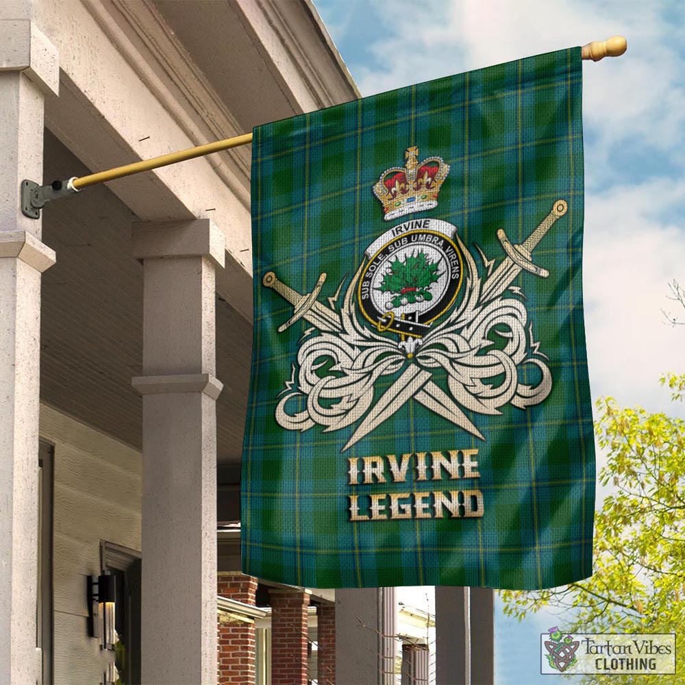 irvine-of-bonshaw-tartan-flag-with-clan-crest-and-the-golden-sword-of-courageous-legacy