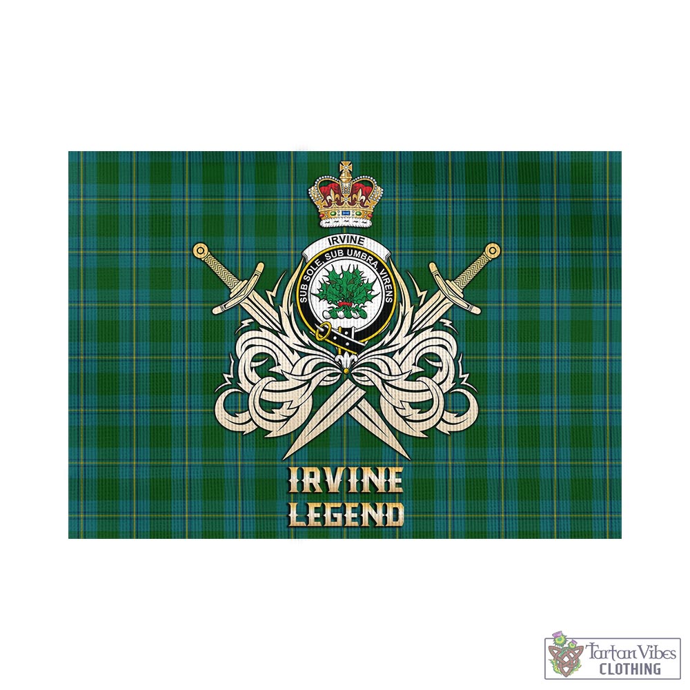 irvine-of-bonshaw-tartan-flag-with-clan-crest-and-the-golden-sword-of-courageous-legacy