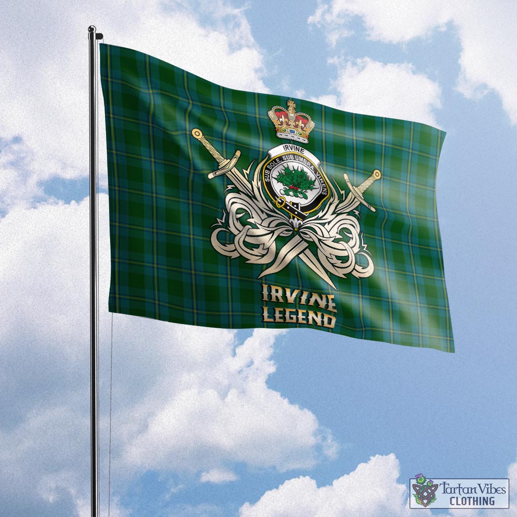 irvine-of-bonshaw-tartan-flag-with-clan-crest-and-the-golden-sword-of-courageous-legacy