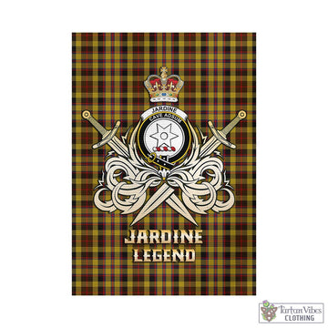Jardine Tartan Garden Flag with Clan Crest and the Golden Sword of Courageous Legacy - Tartan Vibes Clothing