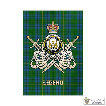 Johnstone (Johnston) Tartan Garden Flag with Clan Crest and the Golden Sword of Courageous Legacy - Tartan Vibes Clothing