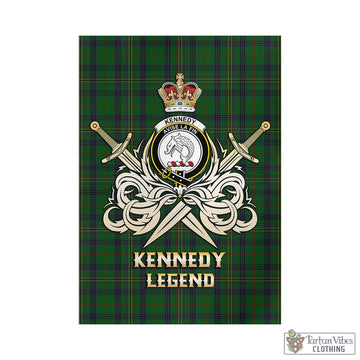 Kennedy Tartan Garden Flag with Clan Crest and the Golden Sword of Courageous Legacy - Tartan Vibes Clothing