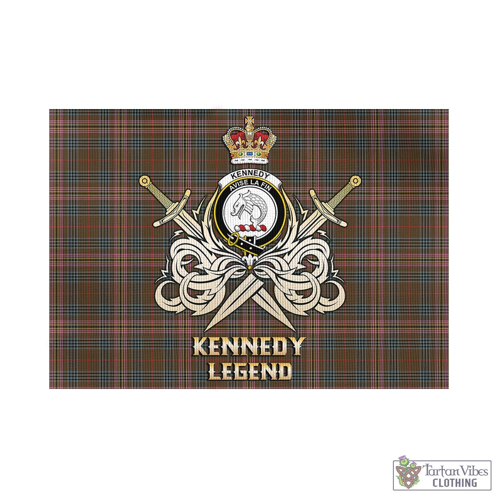 kennedy-weathered-tartan-flag-with-clan-crest-and-the-golden-sword-of-courageous-legacy