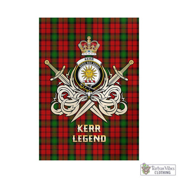 Kerr Tartan Garden Flag with Clan Crest and the Golden Sword of Courageous Legacy - Tartan Vibes Clothing