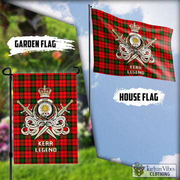 Kerr Modern Tartan Flag with Clan Crest and the Golden Sword of Courageous Legacy