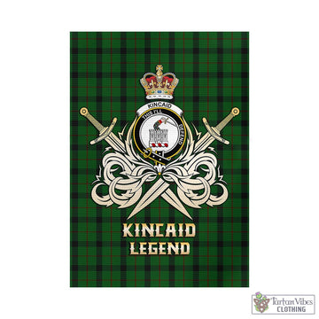 Kincaid Tartan Garden Flag with Clan Crest and the Golden Sword of Courageous Legacy - Tartan Vibes Clothing