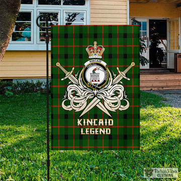 Kincaid Modern Tartan Flag with Clan Crest and the Golden Sword of Courageous Legacy