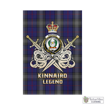 Kinnaird Tartan Garden Flag with Clan Crest and the Golden Sword of Courageous Legacy - Tartan Vibes Clothing