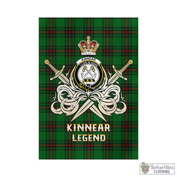 Kinnear Tartan Garden Flag with Clan Crest and the Golden Sword of Courageous Legacy - Tartan Vibes Clothing