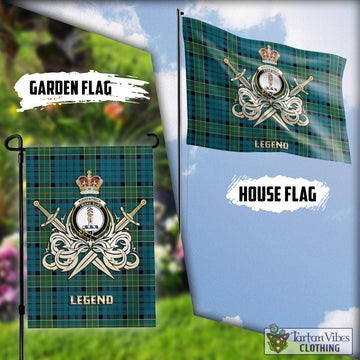 Kirkpatrick Tartan Flag with Clan Crest and the Golden Sword of Courageous Legacy