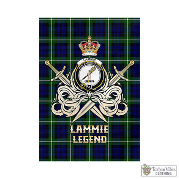 Lammie Tartan Garden Flag with Clan Crest and the Golden Sword of Courageous Legacy - Tartan Vibes Clothing