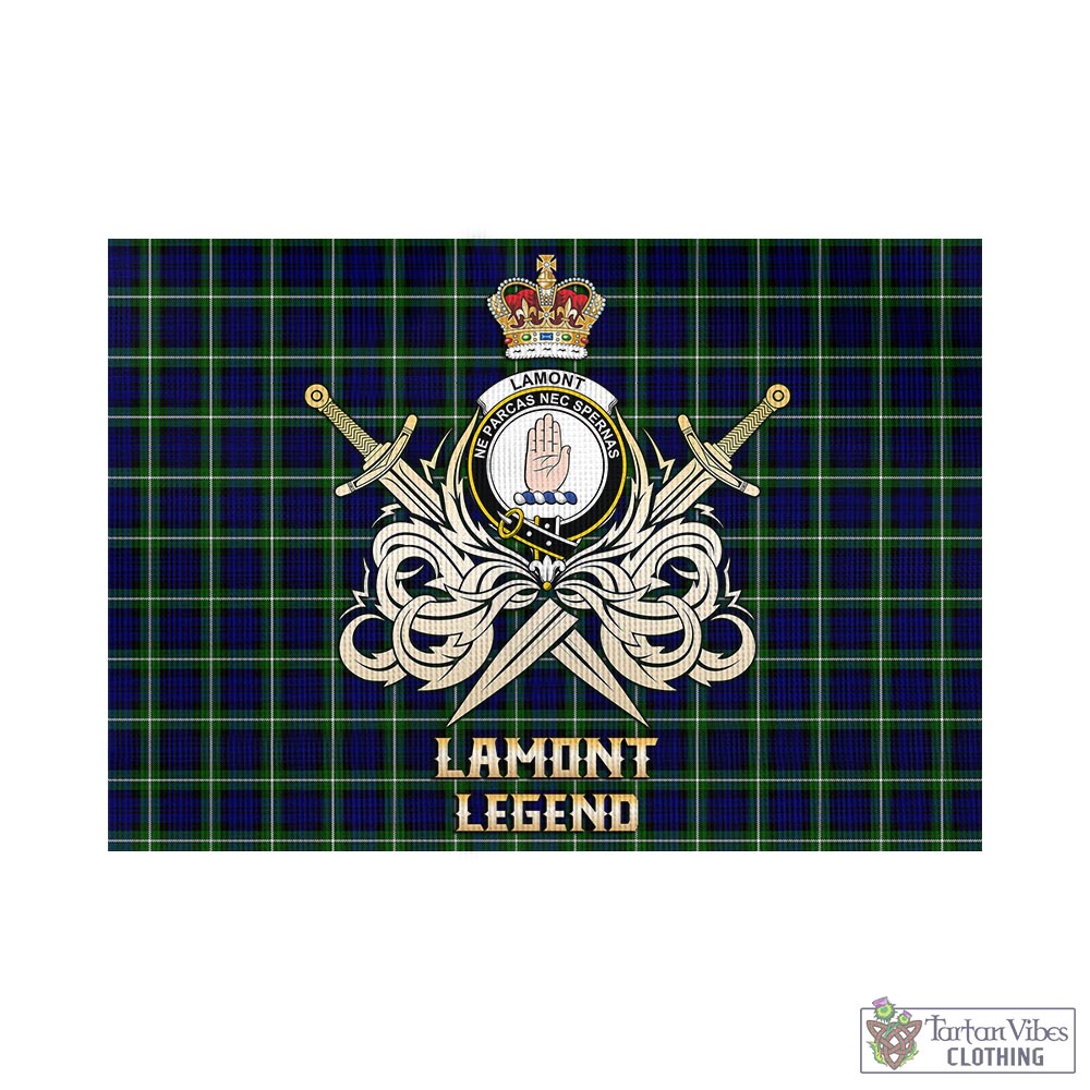 lamont-modern-tartan-flag-with-clan-crest-and-the-golden-sword-of-courageous-legacy