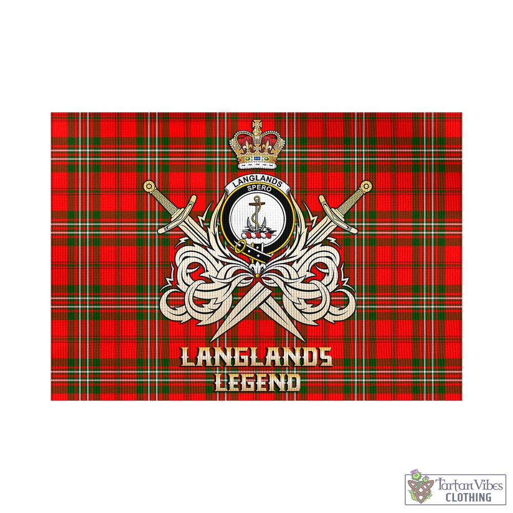 langlands-tartan-flag-with-clan-crest-and-the-golden-sword-of-courageous-legacy