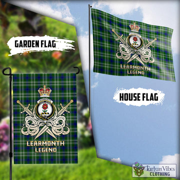 Learmonth Tartan Flag with Clan Crest and the Golden Sword of Courageous Legacy