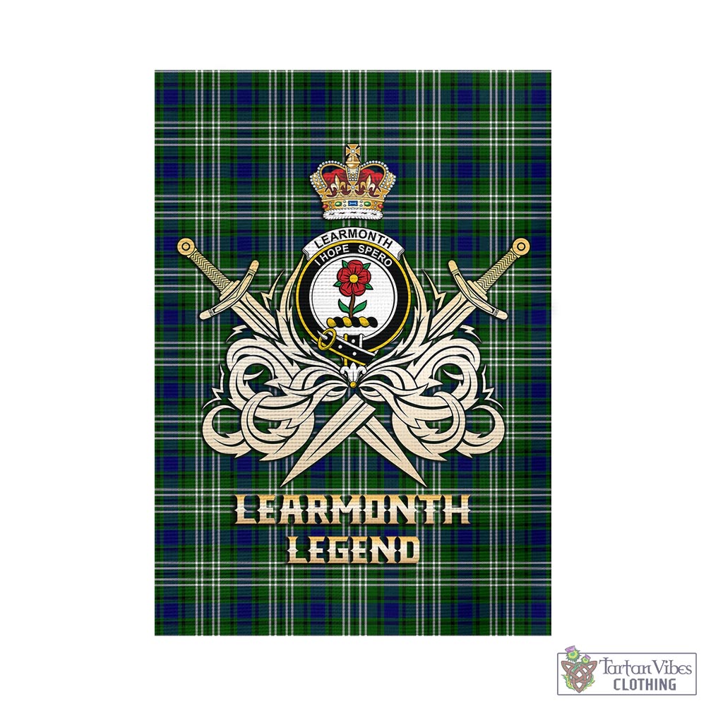 learmonth-tartan-flag-with-clan-crest-and-the-golden-sword-of-courageous-legacy