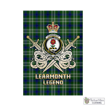 Learmonth Tartan Garden Flag with Clan Crest and the Golden Sword of Courageous Legacy - Tartan Vibes Clothing