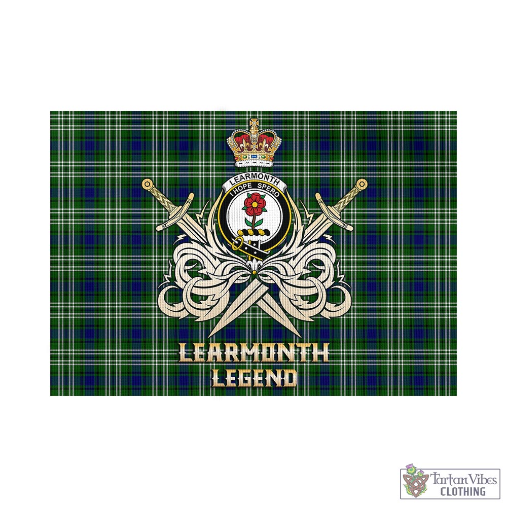 learmonth-tartan-flag-with-clan-crest-and-the-golden-sword-of-courageous-legacy