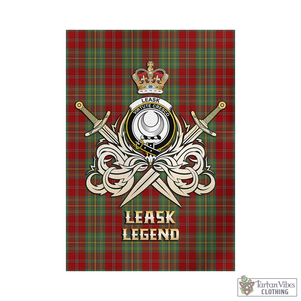 leask-tartan-flag-with-clan-crest-and-the-golden-sword-of-courageous-legacy