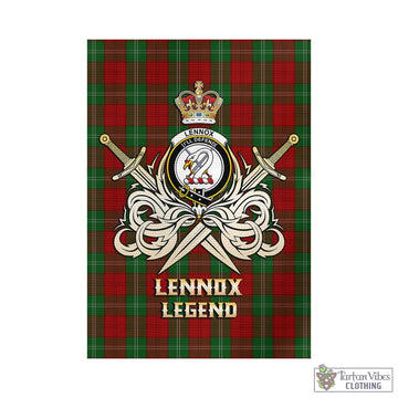 Lennox Tartan Garden Flag with Clan Crest and the Golden Sword of Courageous Legacy - Tartan Vibes Clothing