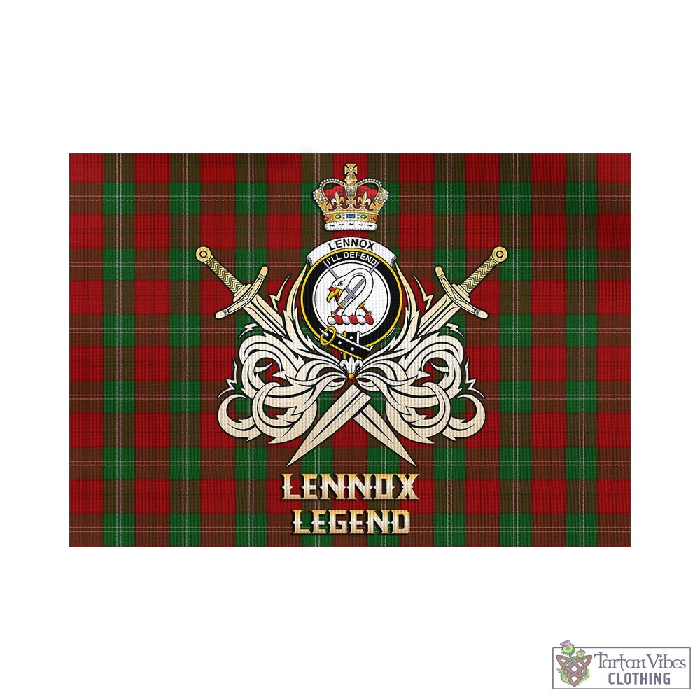 lennox-tartan-flag-with-clan-crest-and-the-golden-sword-of-courageous-legacy