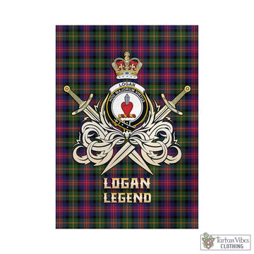 Logan Tartan Garden Flag with Clan Crest and the Golden Sword of Courageous Legacy - Tartan Vibes Clothing