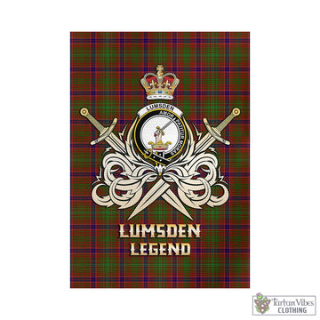 Lumsden Tartan Garden Flag with Clan Crest and the Golden Sword of Courageous Legacy - Tartan Vibes Clothing