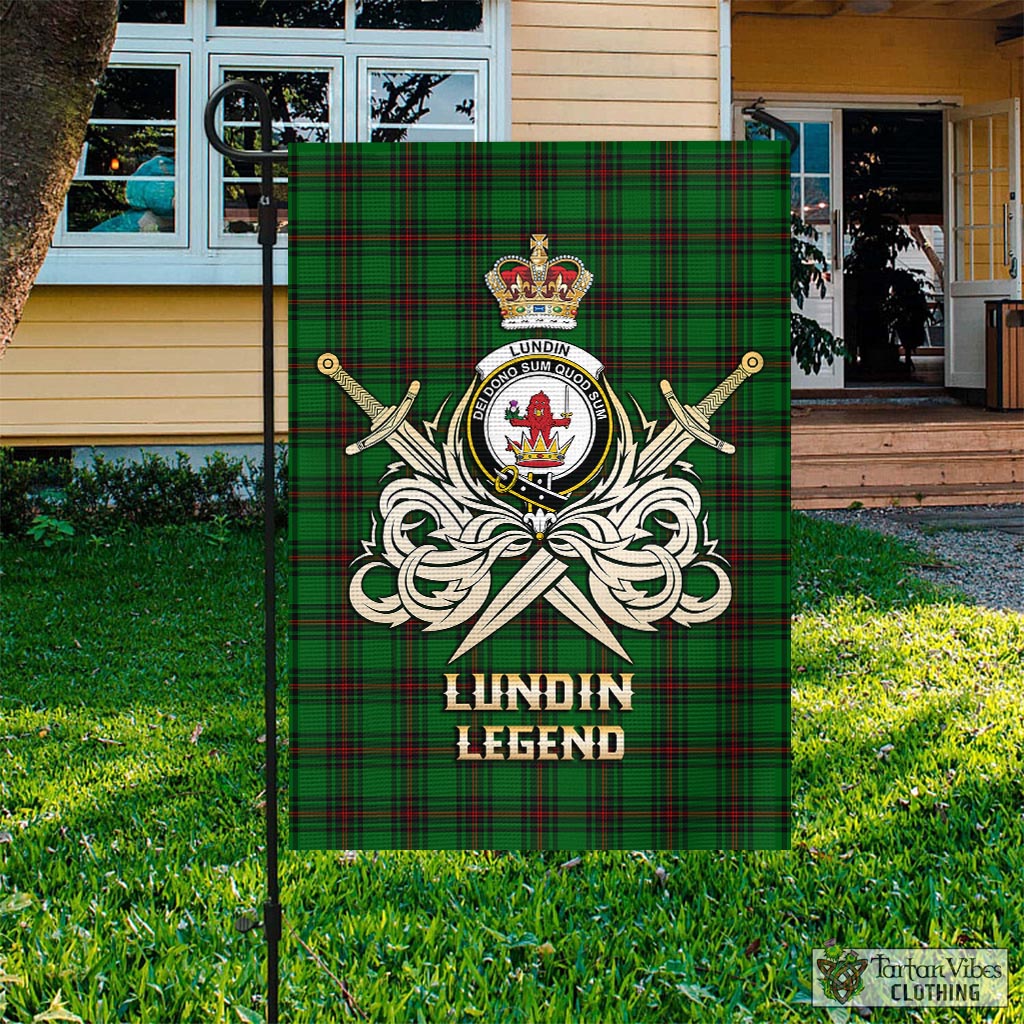 lundin-tartan-flag-with-clan-crest-and-the-golden-sword-of-courageous-legacy