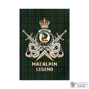 MacAlpine (MacAlpin) Tartan Garden Flag with Clan Crest and the Golden Sword of Courageous Legacy - Tartan Vibes Clothing