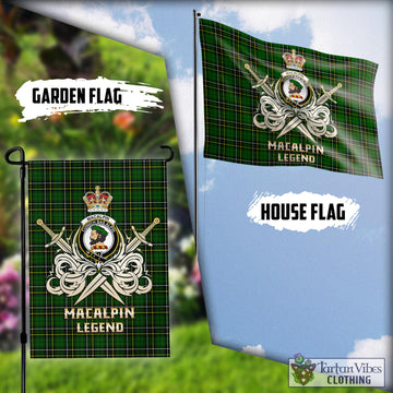 MacAlpin Modern Tartan Flag with Clan Crest and the Golden Sword of Courageous Legacy