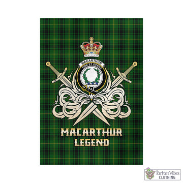 MacArthur (McArthur) Tartan Garden Flag with Clan Crest and the Golden Sword of Courageous Legacy - Tartan Vibes Clothing